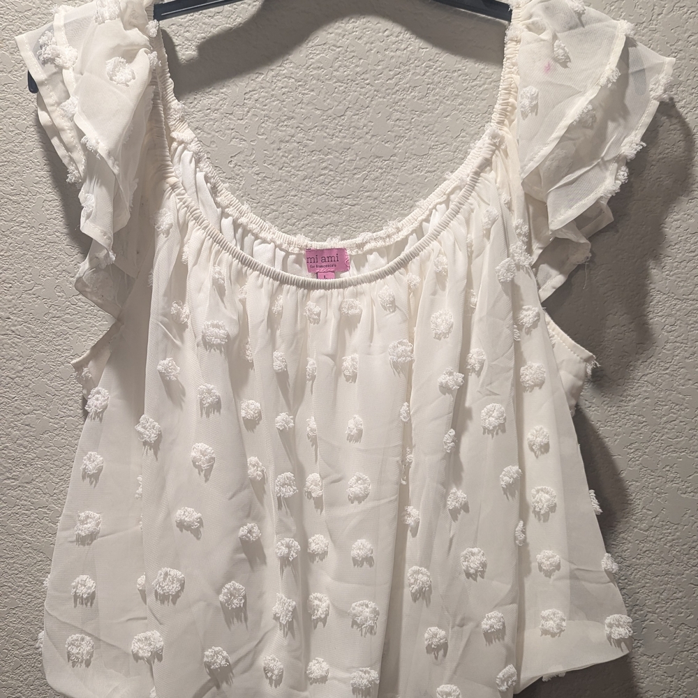 Miami By Francesca's Cream Ruffled Blouse